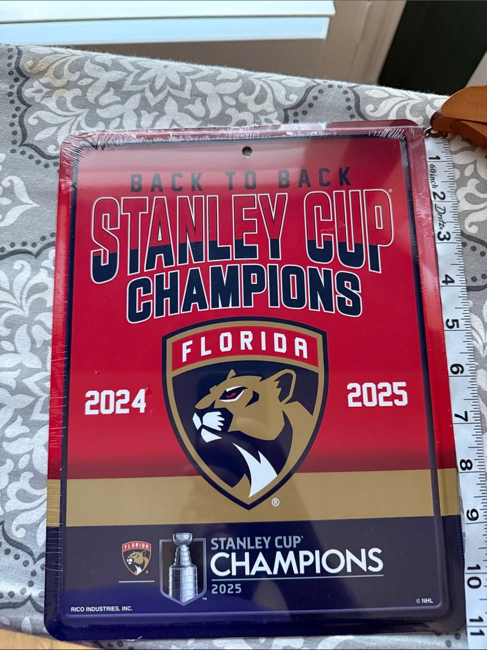 NEW! Florida Panthers Metal Parking Sign 2025 Back 2 Back Stanley Cup Champions